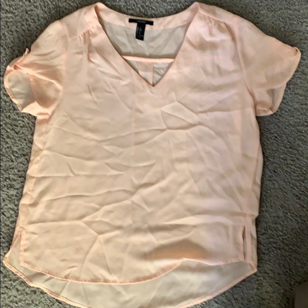 Forever 21 Pink sheer v neck blouse